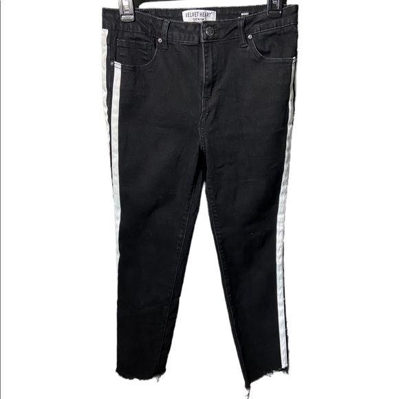 Velvet Heart Cropped Flare denim striped pants size 28 - Picture 1 of 5